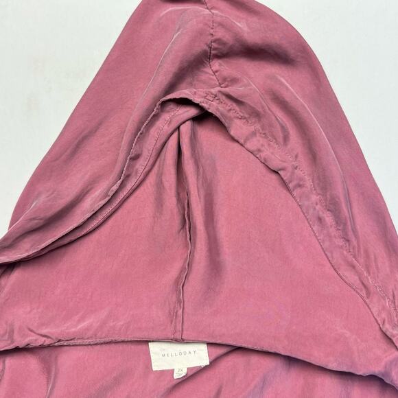 Melloday Asymmetrical Zipper Fall Lightweight Hooded Jacket Women 2X Mauve Pink - Picture 10 of 13